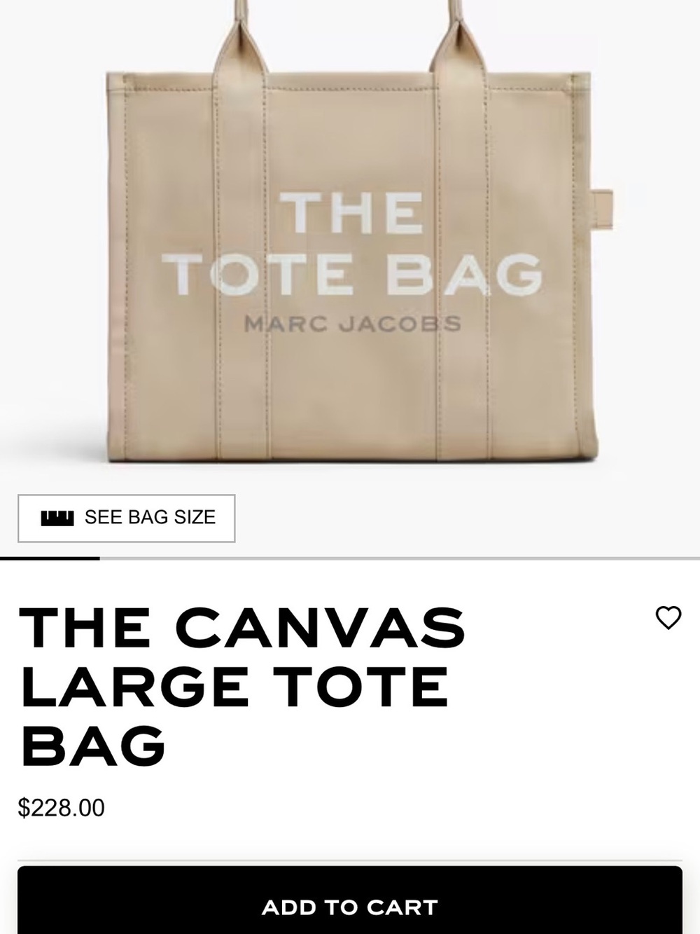 Marc Jacobs Beige Canvas Tote with Bold Logo